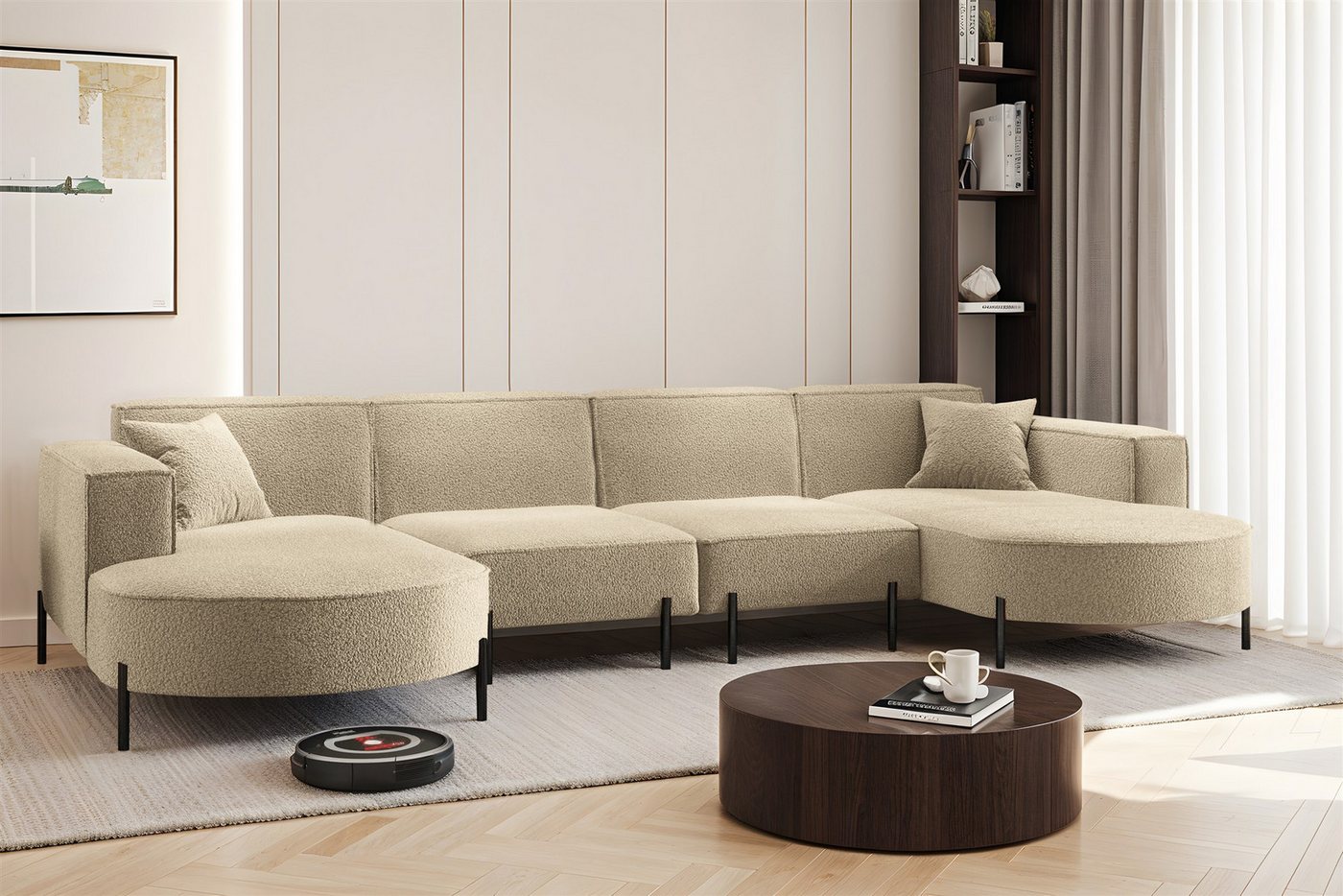 Fun Möbel Wohnlandschaft Sofa U-Form VALENCIA XL in Stoff, Für Saugroboter geeignet! Fun Möbel Wohnlandschaft Sofa U-Form VALENCIA XL in Stoff, Für Saugroboter geeignet! von Fun Möbel