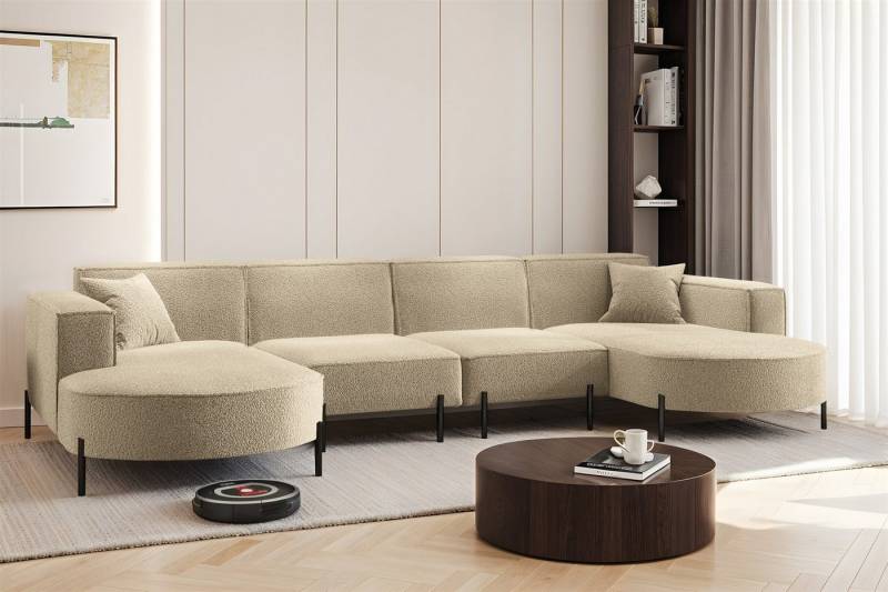 Fun Möbel Wohnlandschaft Sofa U-Form VALENCIA XL in Stoff, Für Saugroboter geeignet! von Fun Möbel