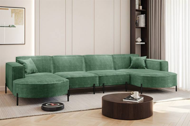 Fun Möbel Wohnlandschaft Sofa U-Form VALENCIA XL in Stoff, Für Saugroboter geeignet! von Fun Möbel
