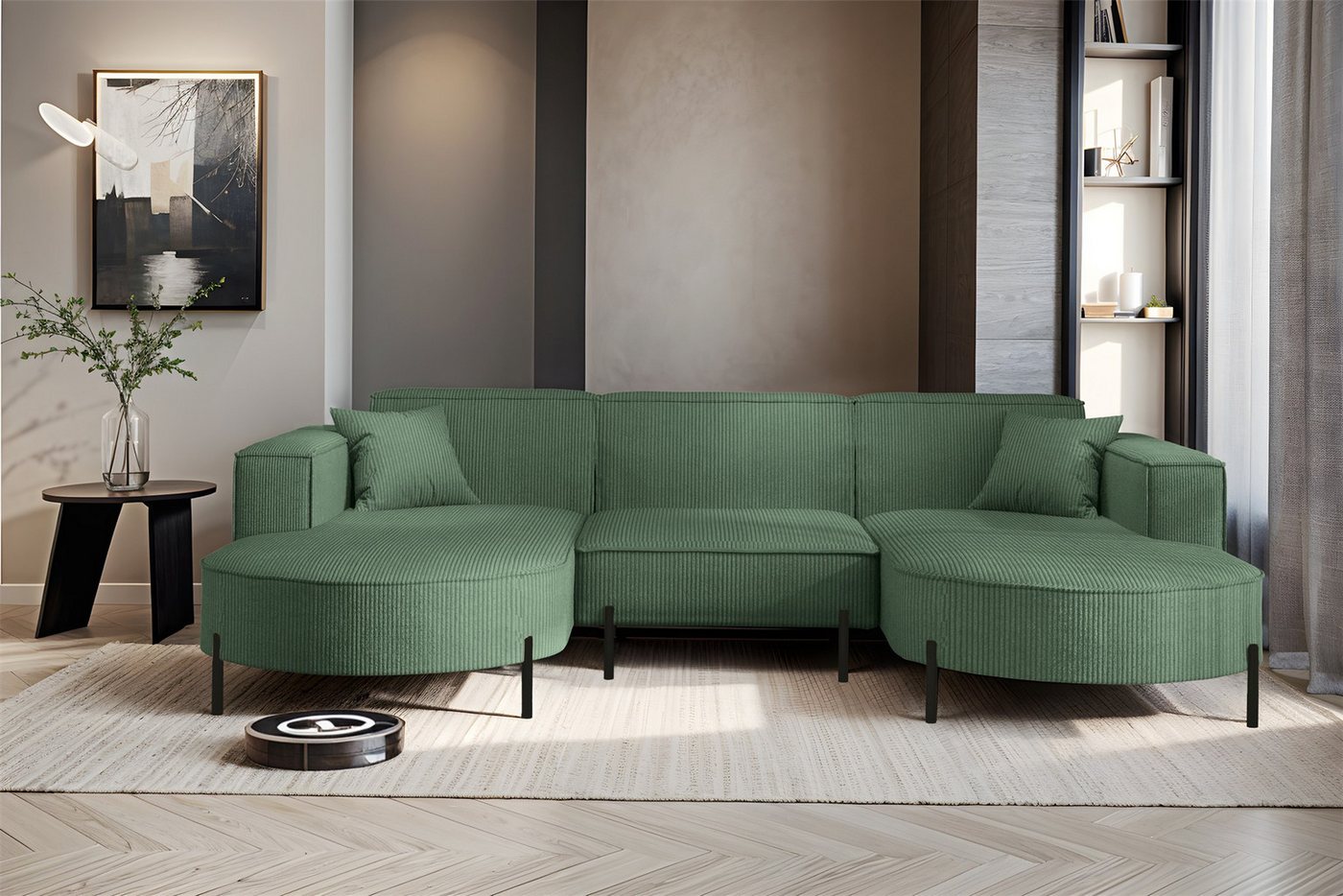 Fun Möbel Wohnlandschaft Sofa U-Form VALENCIA in Stoff, Für Saugroboter geeignet Fun Möbel Wohnlandschaft Sofa U-Form VALENCIA in Stoff, Für Saugroboter geeignet von Fun Möbel