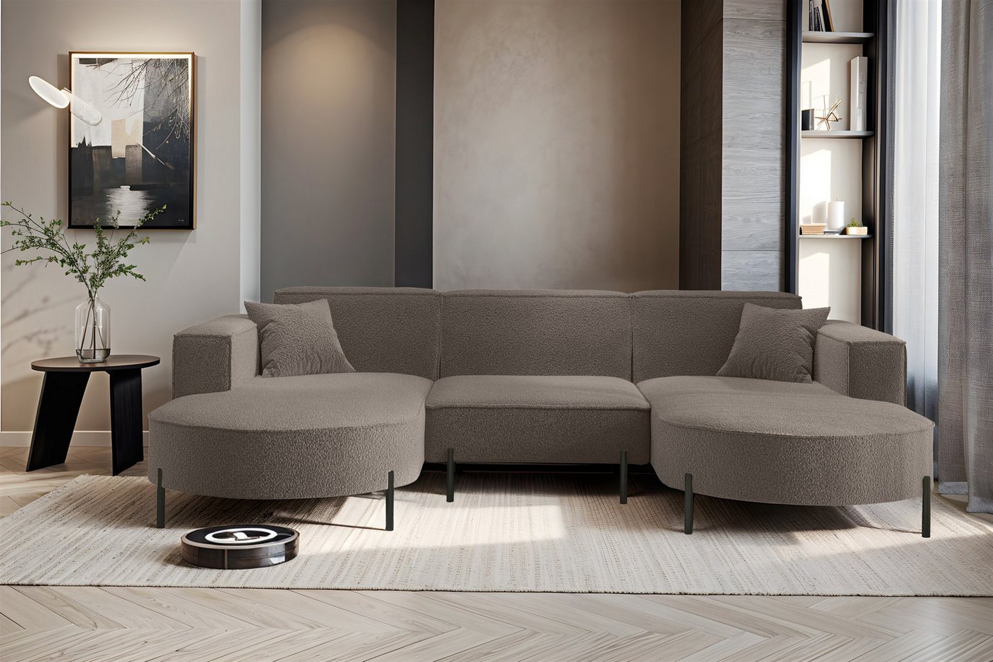 Fun Möbel Wohnlandschaft Sofa U-Form VALENCIA in Stoff, Für Saugroboter geeignet Fun Möbel Wohnlandschaft Sofa U-Form VALENCIA in Stoff, Für Saugroboter geeignet von Fun Möbel