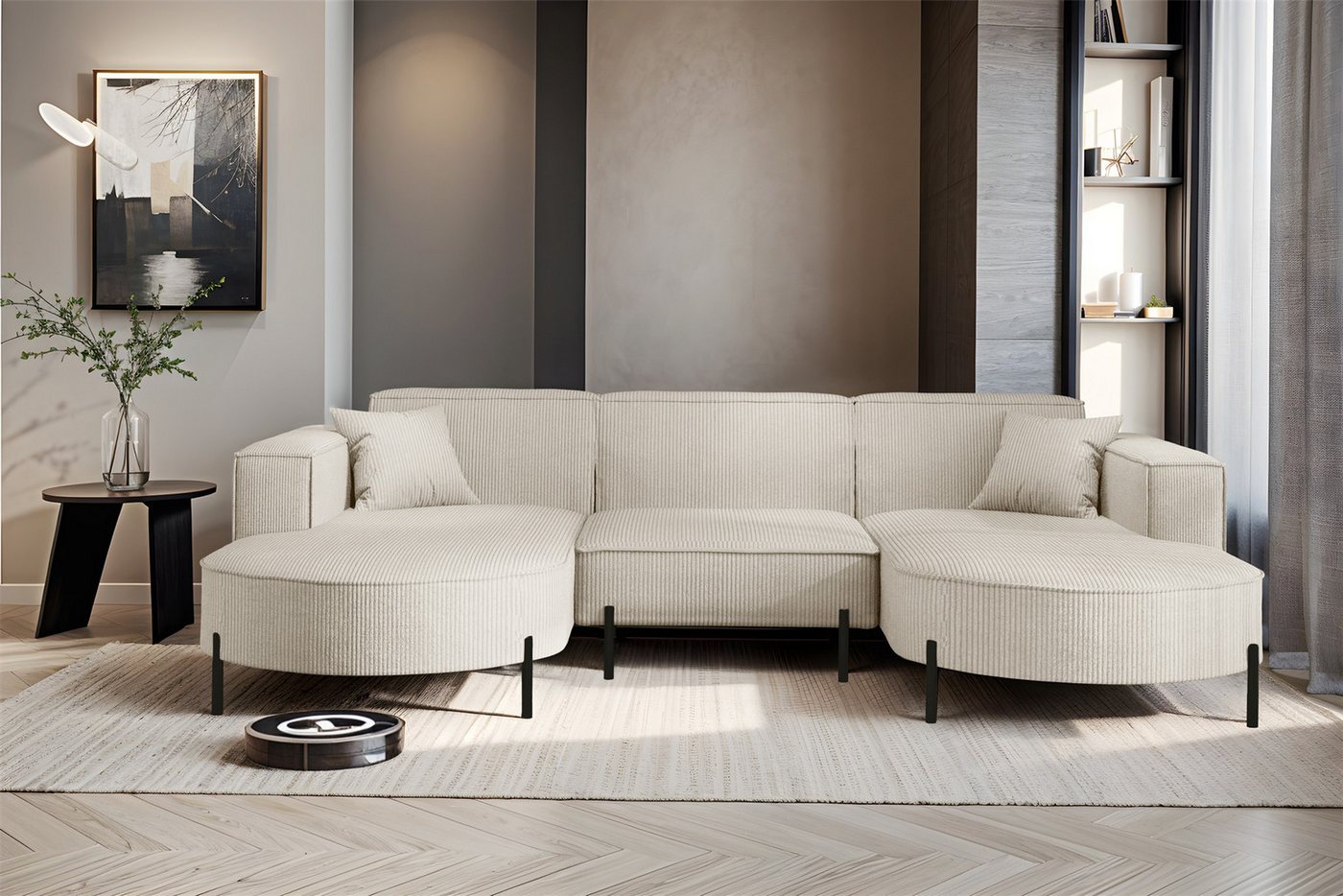 Fun Möbel Wohnlandschaft Sofa U-Form VALENCIA in Stoff, Für Saugroboter geeignet Fun Möbel Wohnlandschaft Sofa U-Form VALENCIA in Stoff, Für Saugroboter geeignet von Fun Möbel