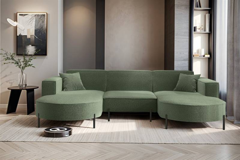 Fun Möbel Wohnlandschaft Sofa U-Form VALENCIA in Stoff, Für Saugroboter geeignet von Fun Möbel
