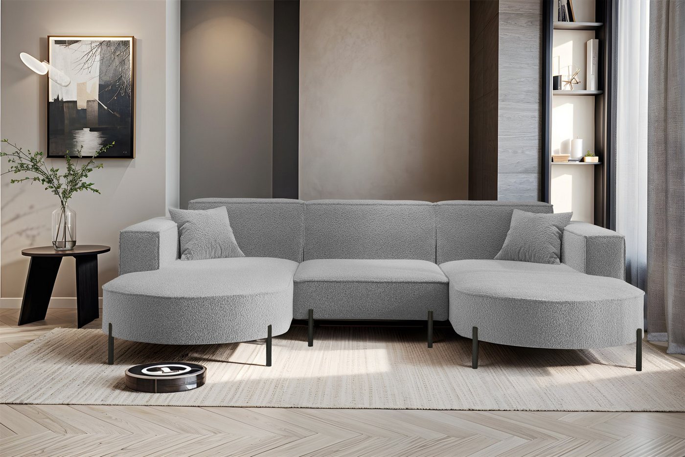 Fun Möbel Wohnlandschaft Sofa U-Form VALENCIA in Stoff, Für Saugroboter geeignet Fun Möbel Wohnlandschaft Sofa U-Form VALENCIA in Stoff, Für Saugroboter geeignet von Fun Möbel