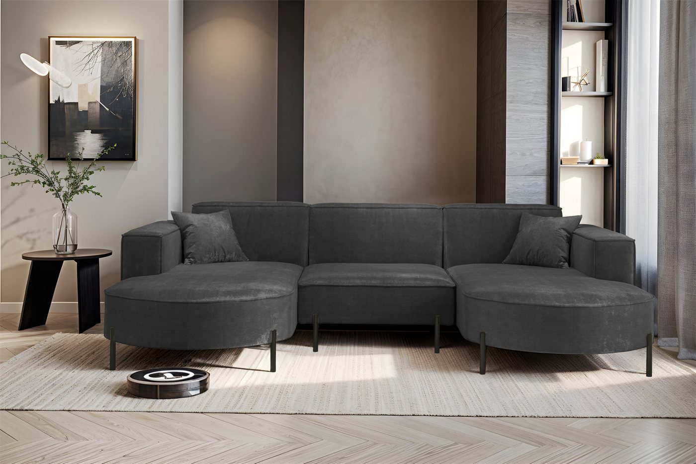 Fun Möbel Wohnlandschaft Sofa U-Form VALENCIA in Stoff, Für Saugroboter geeignet Fun Möbel Wohnlandschaft Sofa U-Form VALENCIA in Stoff, Für Saugroboter geeignet von Fun Möbel