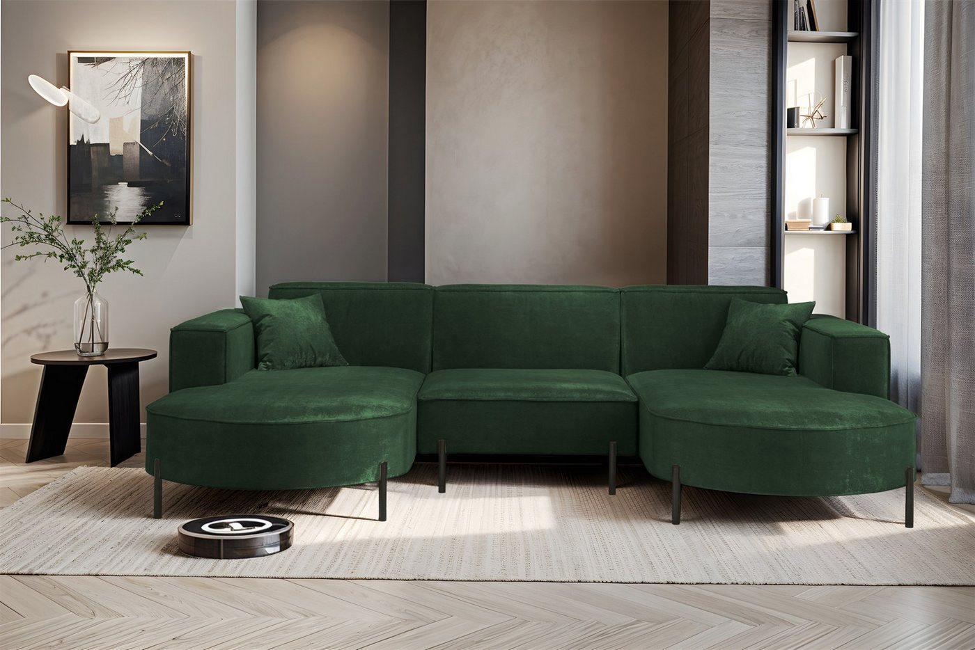 Fun Möbel Wohnlandschaft Sofa U-Form VALENCIA in Stoff, Für Saugroboter geeignet Fun Möbel Wohnlandschaft Sofa U-Form VALENCIA in Stoff, Für Saugroboter geeignet von Fun Möbel