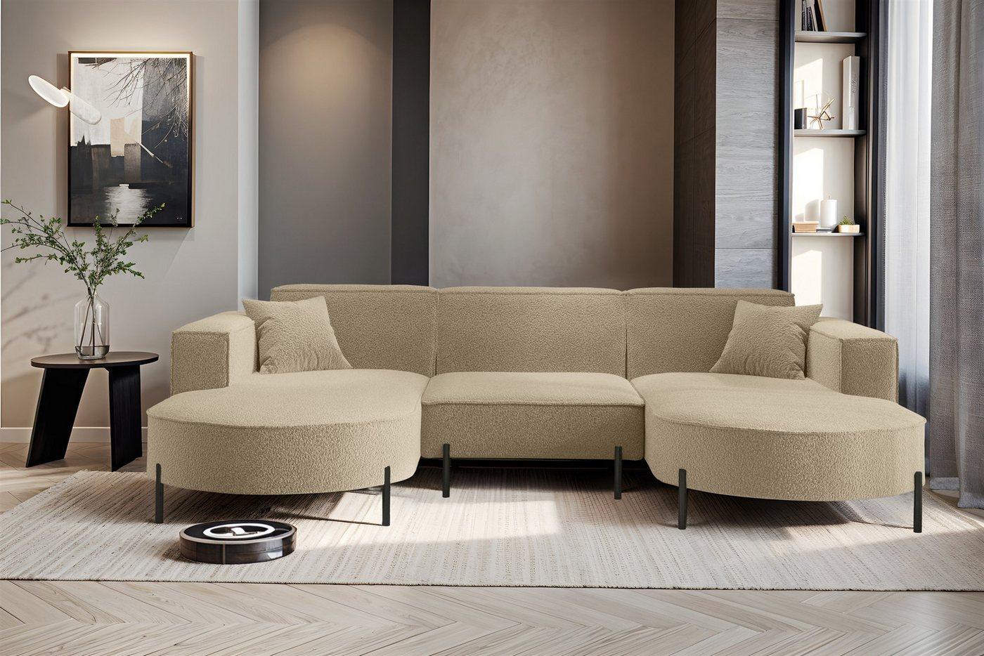 Fun Möbel Wohnlandschaft Sofa U-Form VALENCIA in Stoff, Für Saugroboter geeignet Fun Möbel Wohnlandschaft Sofa U-Form VALENCIA in Stoff, Für Saugroboter geeignet von Fun Möbel