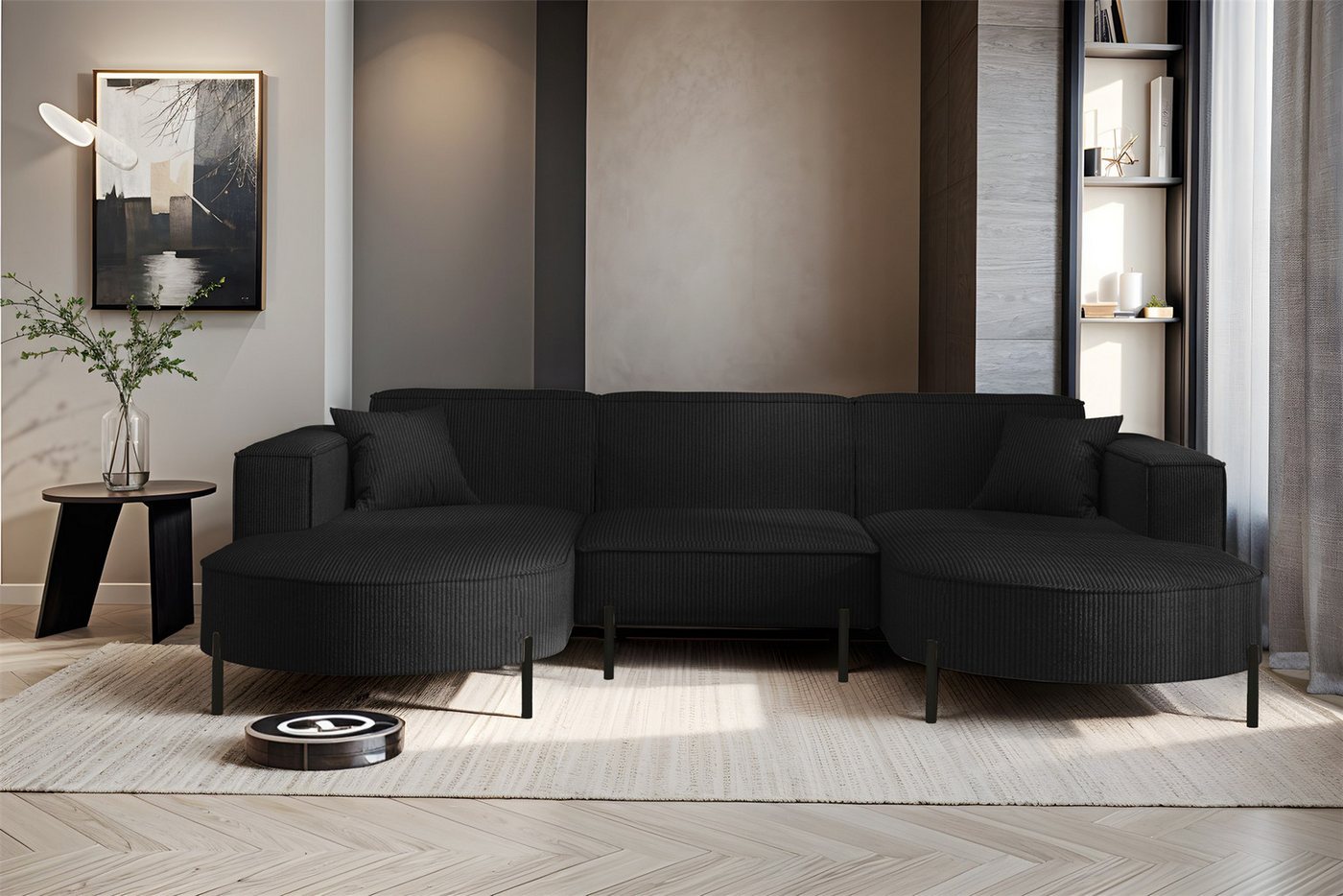 Fun Möbel Wohnlandschaft Sofa U-Form VALENCIA in Stoff, Für Saugroboter geeignet Fun Möbel Wohnlandschaft Sofa U-Form VALENCIA in Stoff, Für Saugroboter geeignet von Fun Möbel