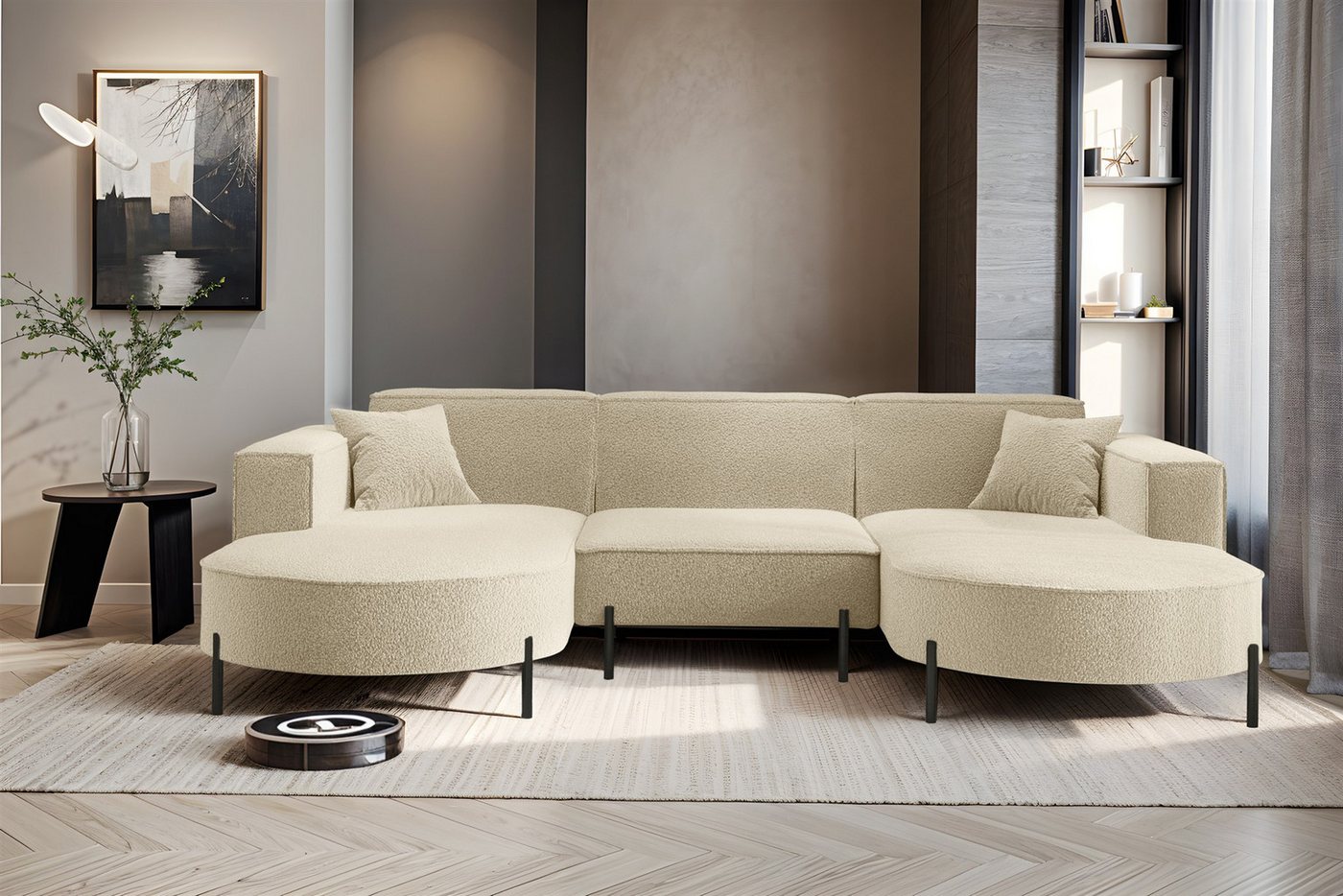 Fun Möbel Wohnlandschaft Sofa U-Form VALENCIA in Stoff, Für Saugroboter geeignet Fun Möbel Wohnlandschaft Sofa U-Form VALENCIA in Stoff, Für Saugroboter geeignet von Fun Möbel