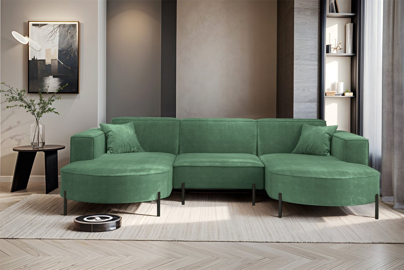 Fun Möbel Wohnlandschaft Sofa U-Form VALENCIA in Stoff, Für Saugroboter geeignet Fun Möbel Wohnlandschaft Sofa U-Form VALENCIA in Stoff, Für Saugroboter geeignet von Fun Möbel