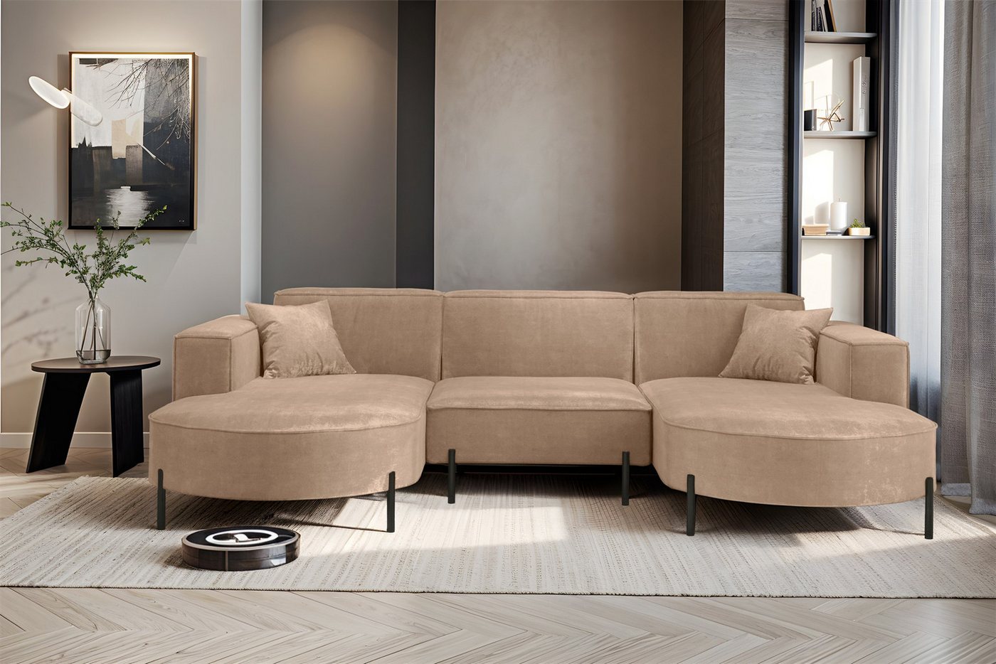 Fun Möbel Wohnlandschaft Sofa U-Form VALENCIA in Stoff, Für Saugroboter geeignet Fun Möbel Wohnlandschaft Sofa U-Form VALENCIA in Stoff, Für Saugroboter geeignet von Fun Möbel
