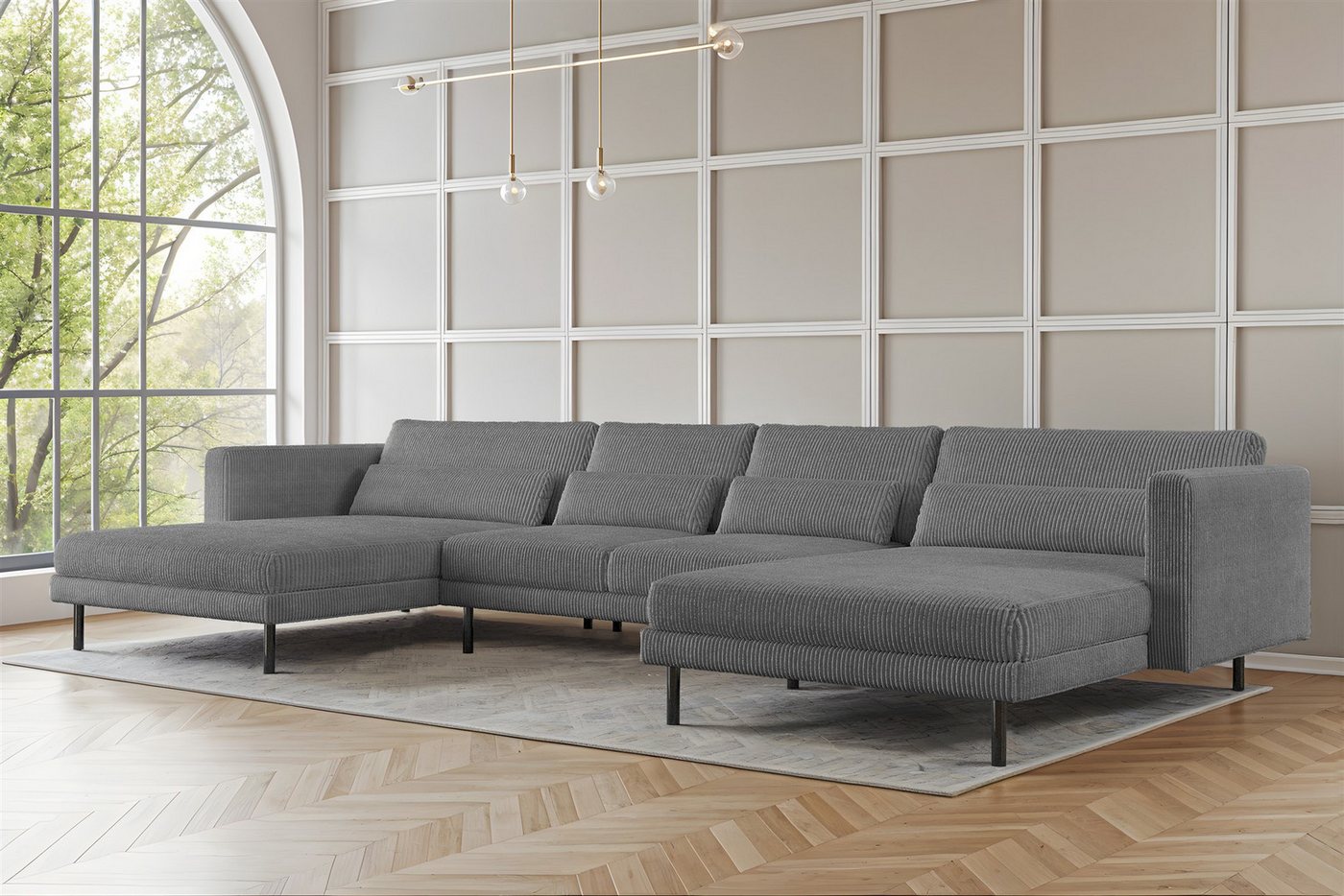 Fun Möbel Wohnlandschaft Sofa in U-Form AGADA in Stoff, inkl. 4 Zierkissen, Rücken echt bezogen Fun Möbel Wohnlandschaft Sofa in U-Form AGADA in Stoff, inkl. 4 Zierkissen, Rücken echt bezogen von Fun Möbel