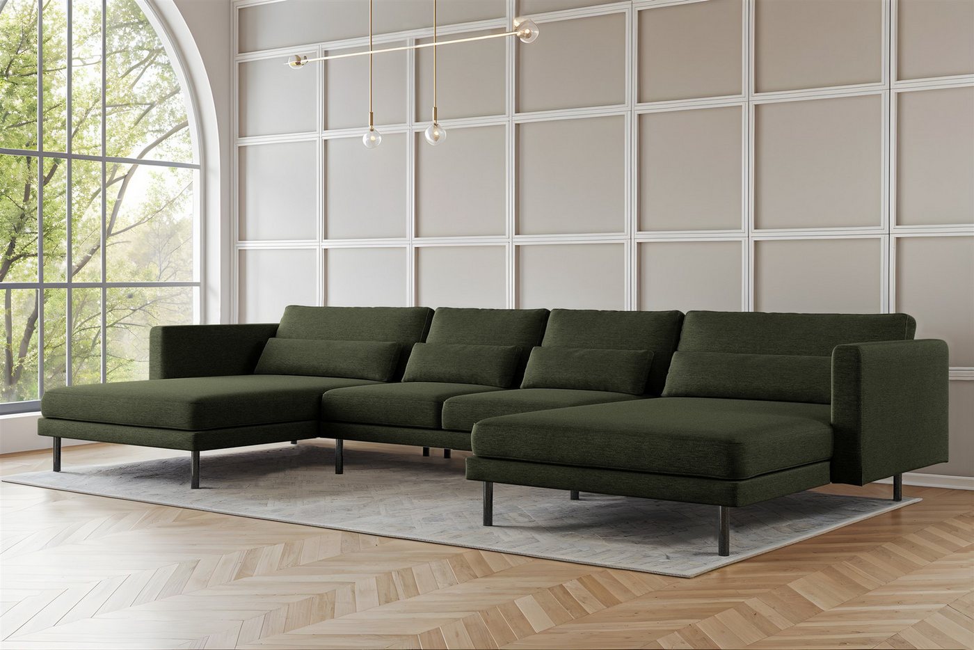 Fun Möbel Wohnlandschaft Sofa in U-Form AGADA in Stoff, inkl. 4 Zierkissen, Rücken echt bezogen Fun Möbel Wohnlandschaft Sofa in U-Form AGADA in Stoff, inkl. 4 Zierkissen, Rücken echt bezogen von Fun Möbel