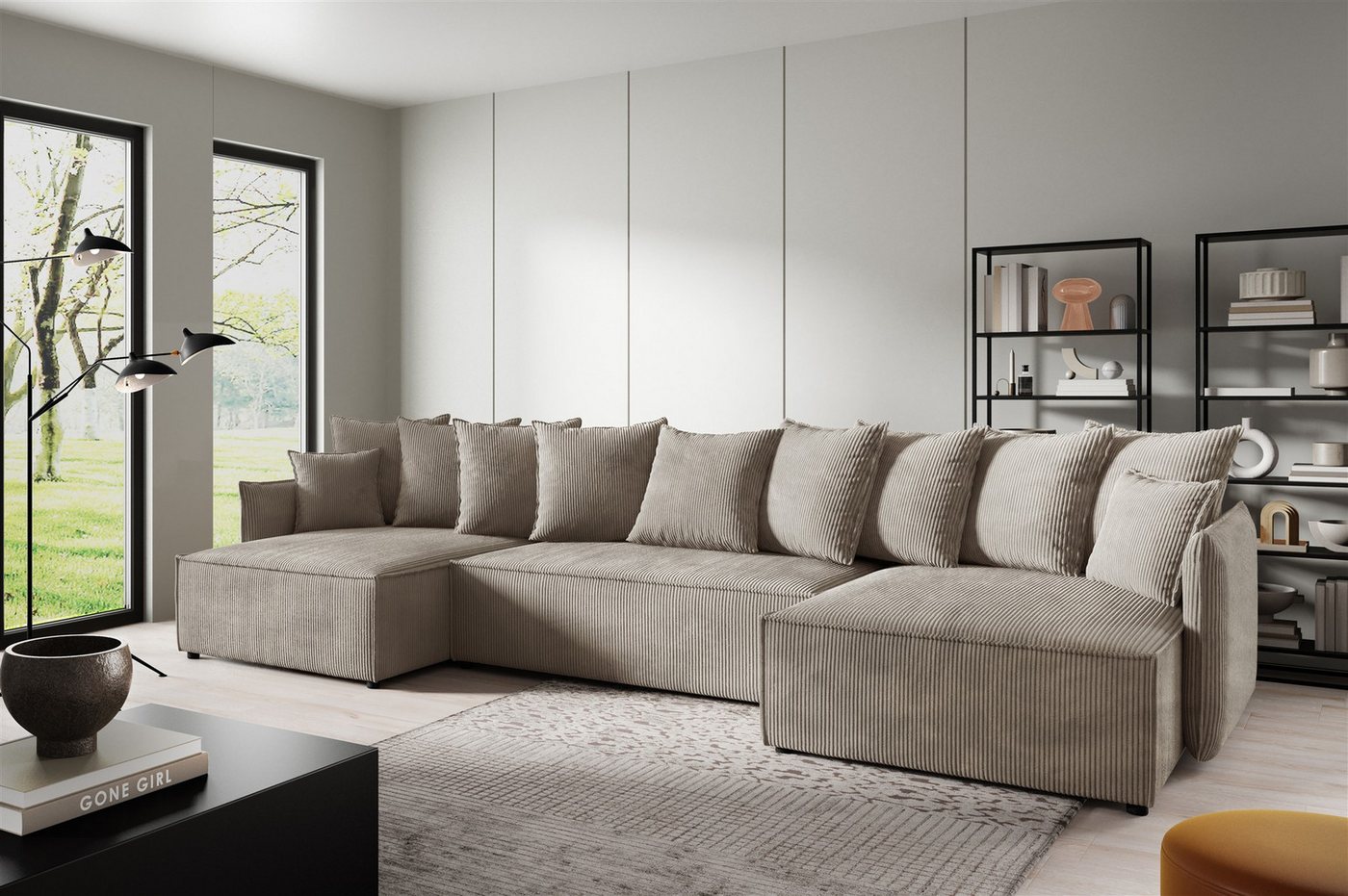 Fun Möbel Wohnlandschaft Sofa in U-Form MINEA in Stoff Poso, Rundumbezug von Fun Möbel