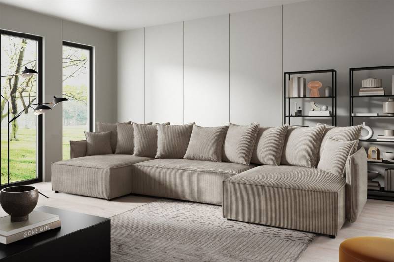 Fun Möbel Wohnlandschaft Sofa in U-Form MINEA in Stoff Poso, Rundumbezug von Fun Möbel