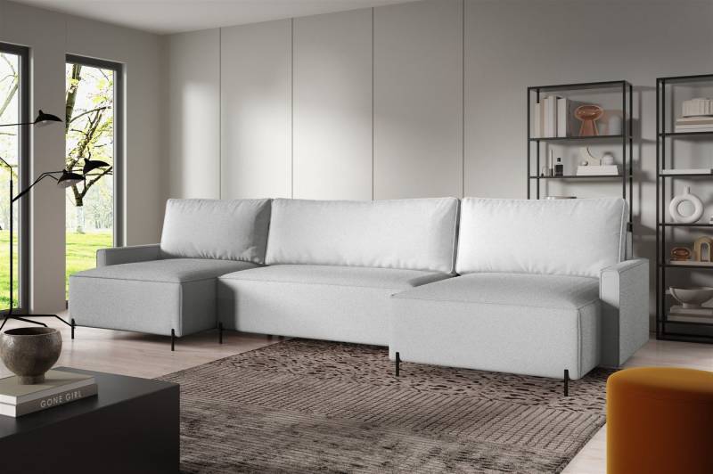 Fun Möbel Wohnlandschaft Sofa mit Schlaffunktion BRAGA Stoff Now or Never, U-Typ, Rücken echt bezogen von Fun Möbel
