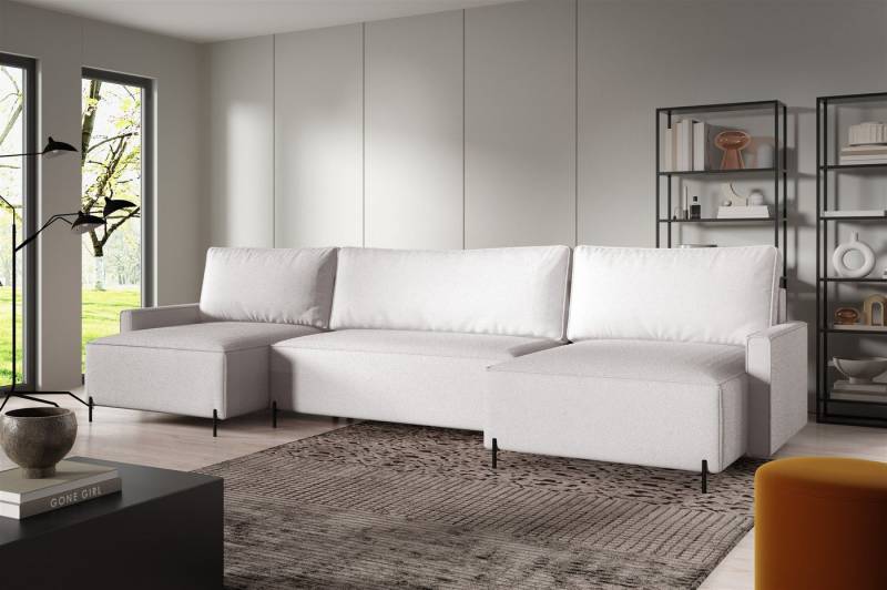 Fun Möbel Wohnlandschaft Sofa mit Schlaffunktion BRAGA Stoff Now or Never, U-Typ, Rücken echt bezogen von Fun Möbel