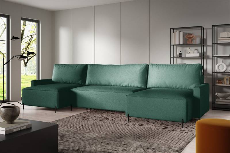 Fun Möbel Wohnlandschaft Sofa mit Schlaffunktion BRAGA Stoff Now or Never, U-Typ, Rücken echt bezogen von Fun Möbel