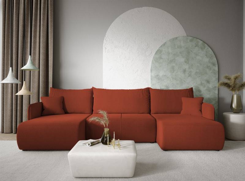 Fun Möbel Wohnlandschaft Sofa mit Schlaffunktion CALGARY Stoff Curio, inkl. Bettkasten, Inkl. 3 x Rücken- und 2 x Zierkissen von Fun Möbel