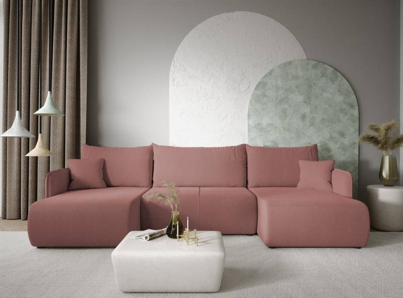 Fun Möbel Wohnlandschaft Sofa mit Schlaffunktion CALGARY Stoff Curio, inkl. Bettkasten, Inkl. 3 x Rücken- und 2 x Zierkissen von Fun Möbel