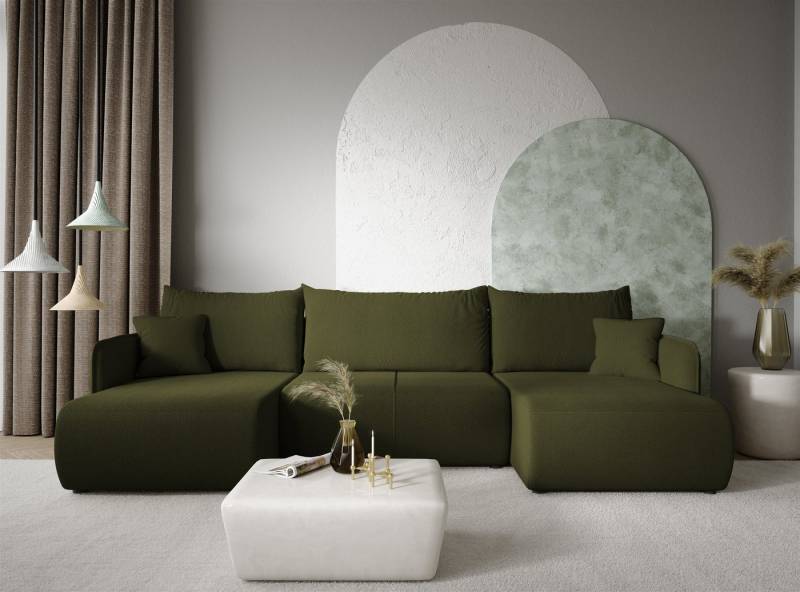 Fun Möbel Wohnlandschaft Sofa mit Schlaffunktion CALGARY Stoff Curio, inkl. Bettkasten, Inkl. 3 x Rücken- und 2 x Zierkissen von Fun Möbel