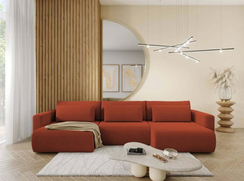 Fun Möbel Wohnlandschaft Sofa mit Schlaffunktion CHAIRA Stoff Curio, in U-Form, Rücken echt bezogen von Fun Möbel
