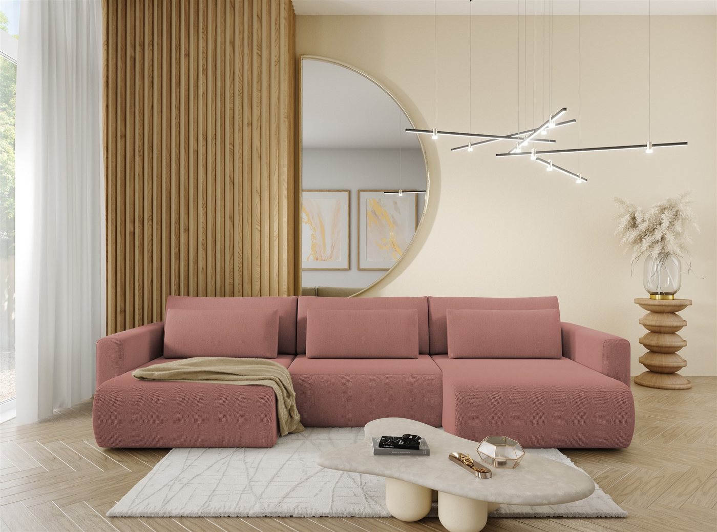 Fun Möbel Wohnlandschaft Sofa mit Schlaffunktion CHAIRA Stoff Curio, in U-Form, Rücken echt bezogen Fun Möbel Wohnlandschaft Sofa mit Schlaffunktion CHAIRA Stoff Curio, in U-Form, Rücken echt bezogen von Fun Möbel