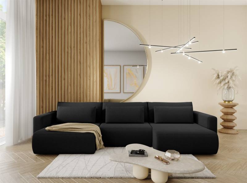 Fun Möbel Wohnlandschaft Sofa mit Schlaffunktion CHAIRA Stoff Curio, in U-Form, Rücken echt bezogen von Fun Möbel