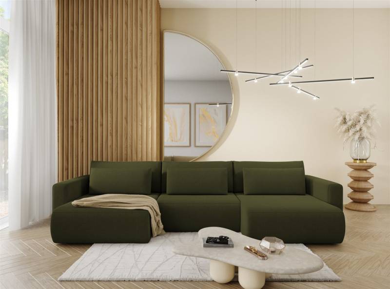 Fun Möbel Wohnlandschaft Sofa mit Schlaffunktion CHAIRA Stoff Curio, in U-Form, Rücken echt bezogen von Fun Möbel