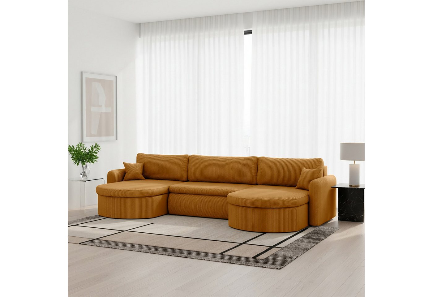 Fun Möbel Wohnlandschaft Sofa mit Schlaffunktion FUN HERNAN, Rundumbezug, Inkl. Bettkasten und Zierkissen Fun Möbel Wohnlandschaft Sofa mit Schlaffunktion FUN HERNAN, Rundumbezug, Inkl. Bettkasten und Zierkissen von Fun Möbel