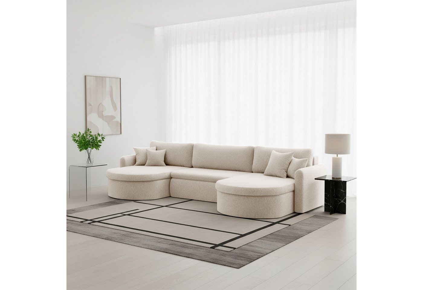 Fun Möbel Wohnlandschaft Sofa mit Schlaffunktion FUN HERNAN, Rundumbezug, Inkl. Bettkasten und Zierkissen Fun Möbel Wohnlandschaft Sofa mit Schlaffunktion FUN HERNAN, Rundumbezug, Inkl. Bettkasten und Zierkissen von Fun Möbel