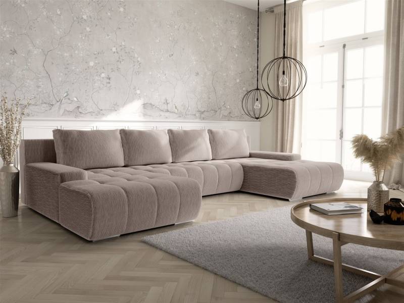 Fun Möbel Wohnlandschaft Sofa mit Schlaffunktion VOGAR in Stoff, inkl. Bettkasten, Inkl. 4 Rückenkissen und 2 Zierkissen von Fun Möbel