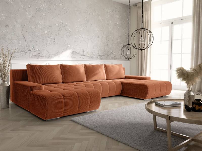 Fun Möbel Wohnlandschaft Sofa mit Schlaffunktion VOGAR in Stoff, inkl. Bettkasten, Inkl. 4 Rückenkissen und 2 Zierkissen von Fun Möbel