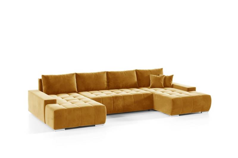 Fun Möbel Wohnlandschaft Sofa mit Schlaffunktion VOGAR in Stoff, inkl. Bettkasten, Inkl. 4 Rückenkissen und 2 Zierkissen von Fun Möbel