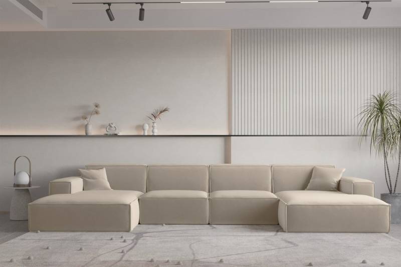 Fun Möbel Wohnlandschaft U-Form CELES PREMIUM, Breite 379 cm, Inkl. 2 Zierkissen von Fun Möbel