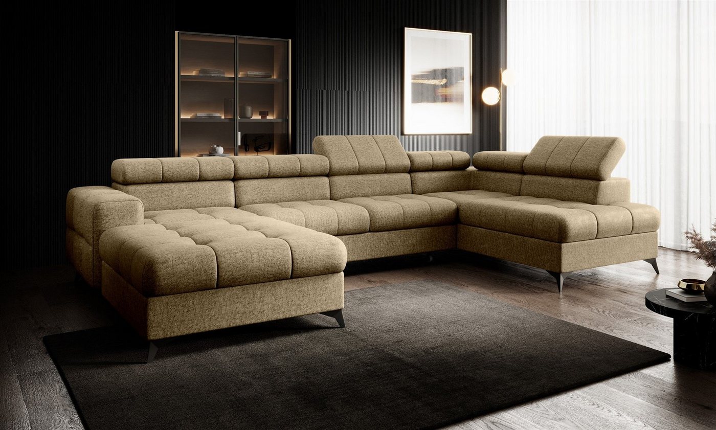 Fun Möbel Wohnlandschaft U-Form Schlafsofa SPARKS Stoff Infinity, Einstellbare Kopfstützen, inkl. Schlaffunktion mit 2 Bettkästen, Rundumbezug von Fun Möbel