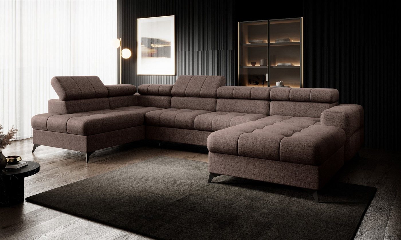 Fun Möbel Wohnlandschaft U-Form Schlafsofa SPARKS Stoff Infinity, Einstellbare Kopfstützen, inkl. Schlaffunktion mit 2 Bettkästen, Rundumbezug von Fun Möbel