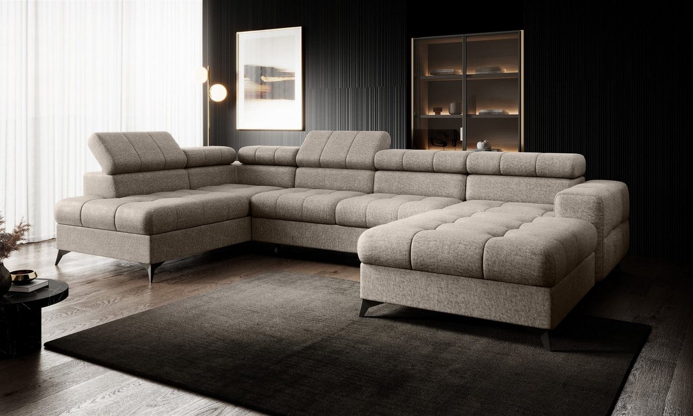 Fun Möbel Wohnlandschaft U-Form Schlafsofa SPARKS Stoff Infinity, Einstellbare Kopfstützen, inkl. Schlaffunktion mit 2 Bettkästen, Rundumbezug von Fun Möbel