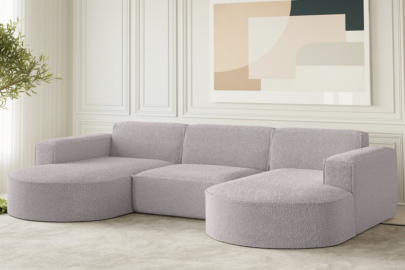 Fun Möbel Wohnlandschaft U-Form Sofa PALMA, frei im Raum stellbar, Rundumbezug von Fun Möbel