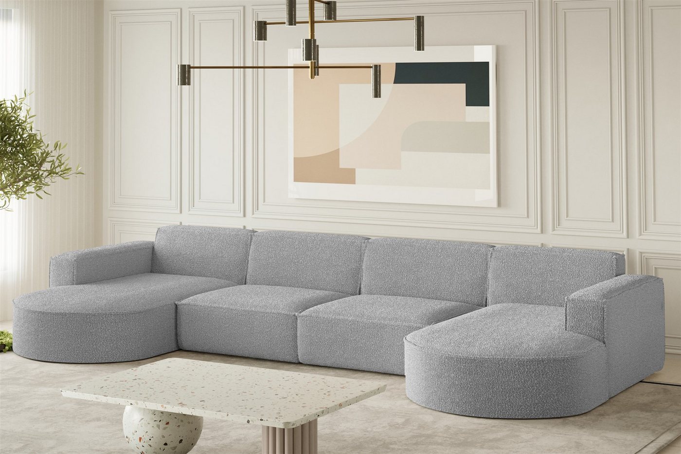 Fun Möbel Wohnlandschaft U-Form Sofa PALMA XL, frei im Raum stellbar, Rundumbezug von Fun Möbel