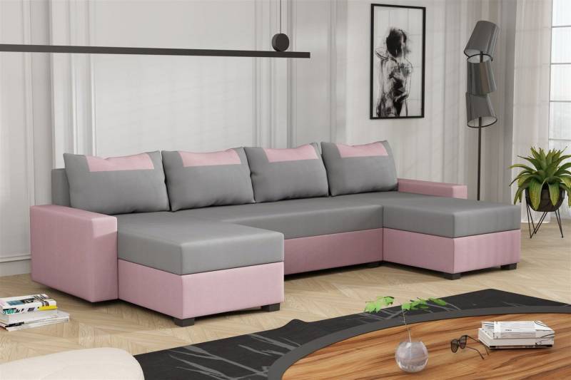 Fun Möbel Wohnlandschaft Wohnlandschaft Sofa HEDVIG, Rundumbezug, inkl. Schlaffunktion mit 1 Bettkasten von Fun Möbel