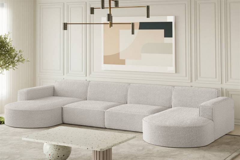 Fun Möbel Wohnlandschaft Wohnlandschaft Sofa PALMA XL in Stoff Opera Velvet oder Ascot, frei im Raum stellbar, Rundumbezug von Fun Möbel