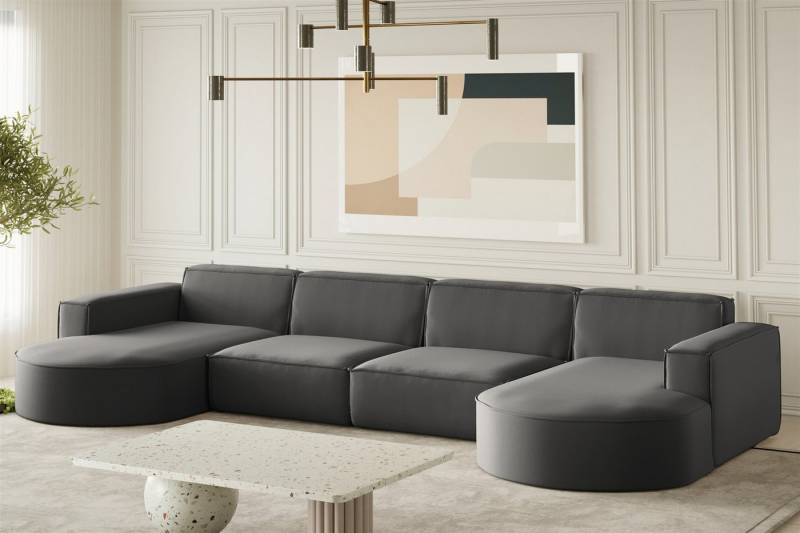 Fun Möbel Wohnlandschaft Wohnlandschaft Sofa PALMA XL in Stoff Opera Velvet oder Ascot, frei im Raum stellbar, Rundumbezug von Fun Möbel