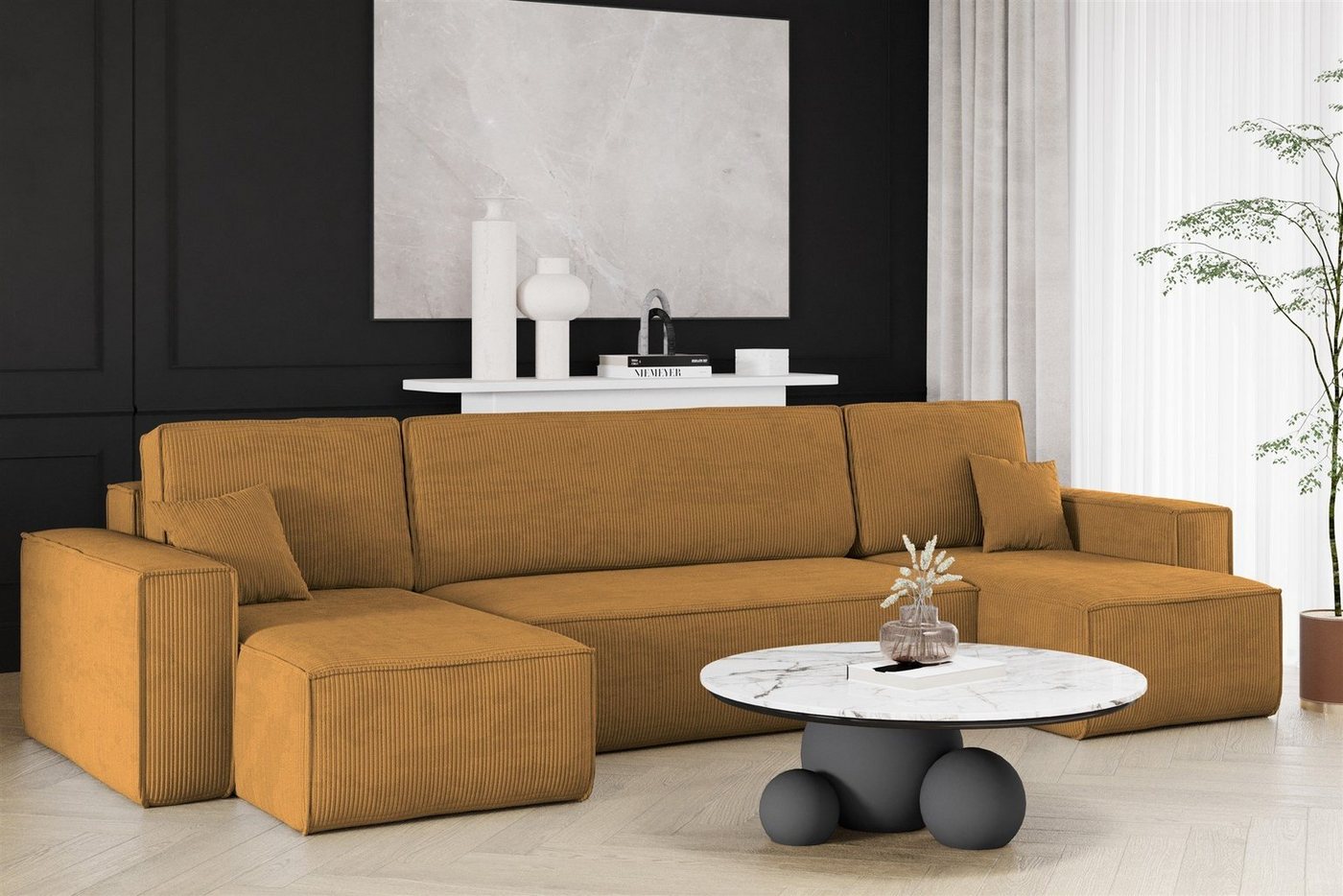 Fun Möbel Wohnlandschaft Wohnlandschaft Sofa Schlafsofa MARIS in Stoff Poso, mit Schlaffunktion, Rundumbezug Fun Möbel Wohnlandschaft Wohnlandschaft Sofa Schlafsofa MARIS in Stoff Poso, mit Schlaffunktion, Rundumbezug von Fun Möbel