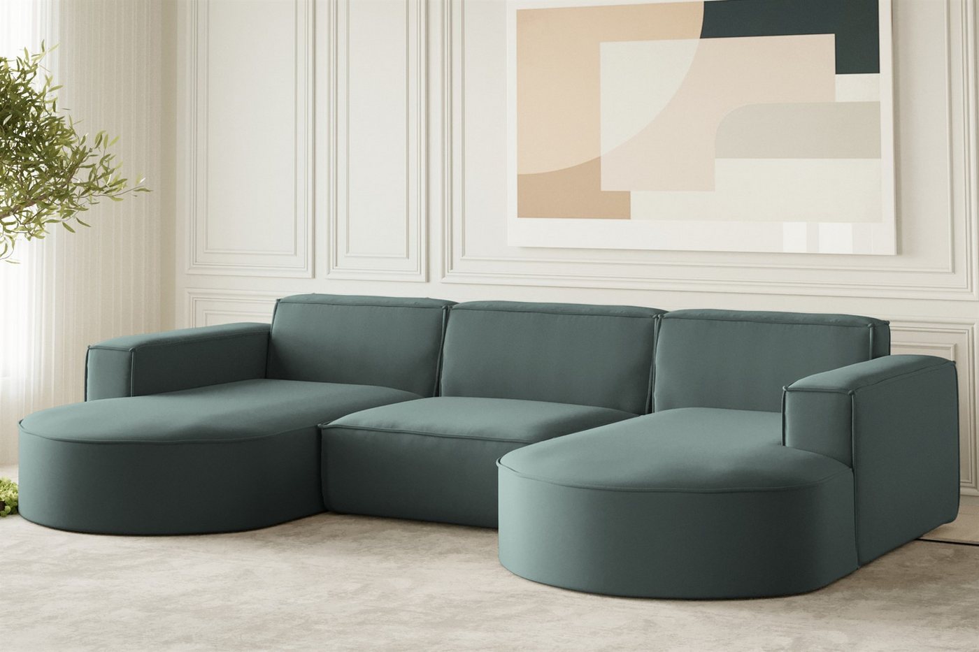 Fun Möbel Wohnlandschaft Wohnlandschaft U-Form Sofa PALMA in Stoff Opera Velvet oder Ascot, frei im Raum stellbar, Rundumbezug Fun Möbel Wohnlandschaft Wohnlandschaft U-Form Sofa PALMA in Stoff Opera Velvet oder Ascot, frei im Raum stellbar, Rundumbezug von Fun Möbel