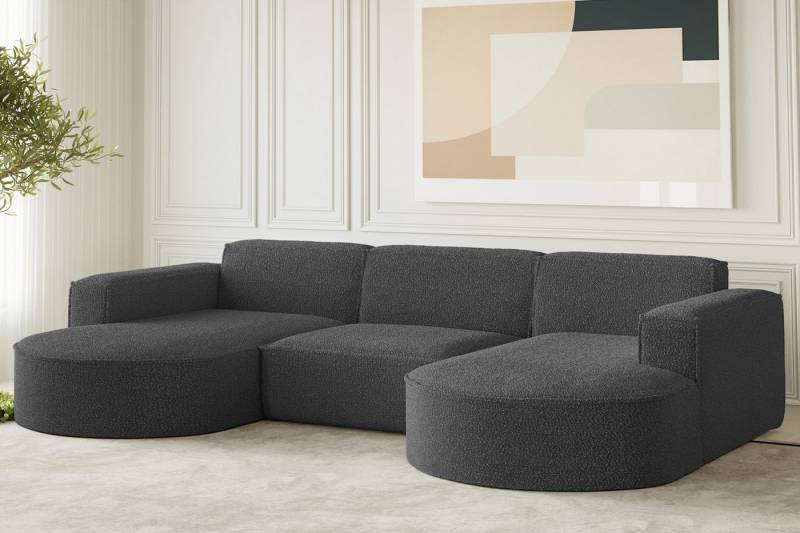 Fun Möbel Wohnlandschaft Wohnlandschaft U-Form Sofa PALMA in Stoff Opera Velvet oder Ascot, frei im Raum stellbar, Rundumbezug von Fun Möbel