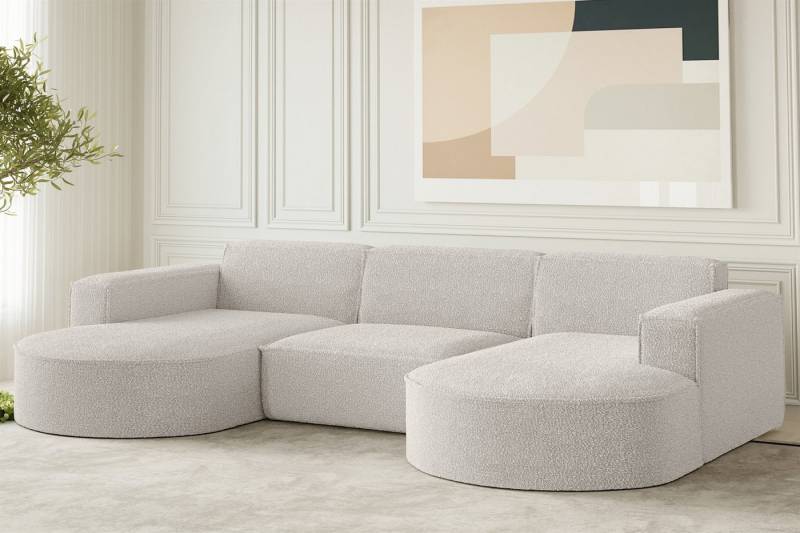 Fun Möbel Wohnlandschaft Wohnlandschaft U-Form Sofa PALMA in Stoff Opera Velvet oder Ascot, frei im Raum stellbar, Rundumbezug von Fun Möbel