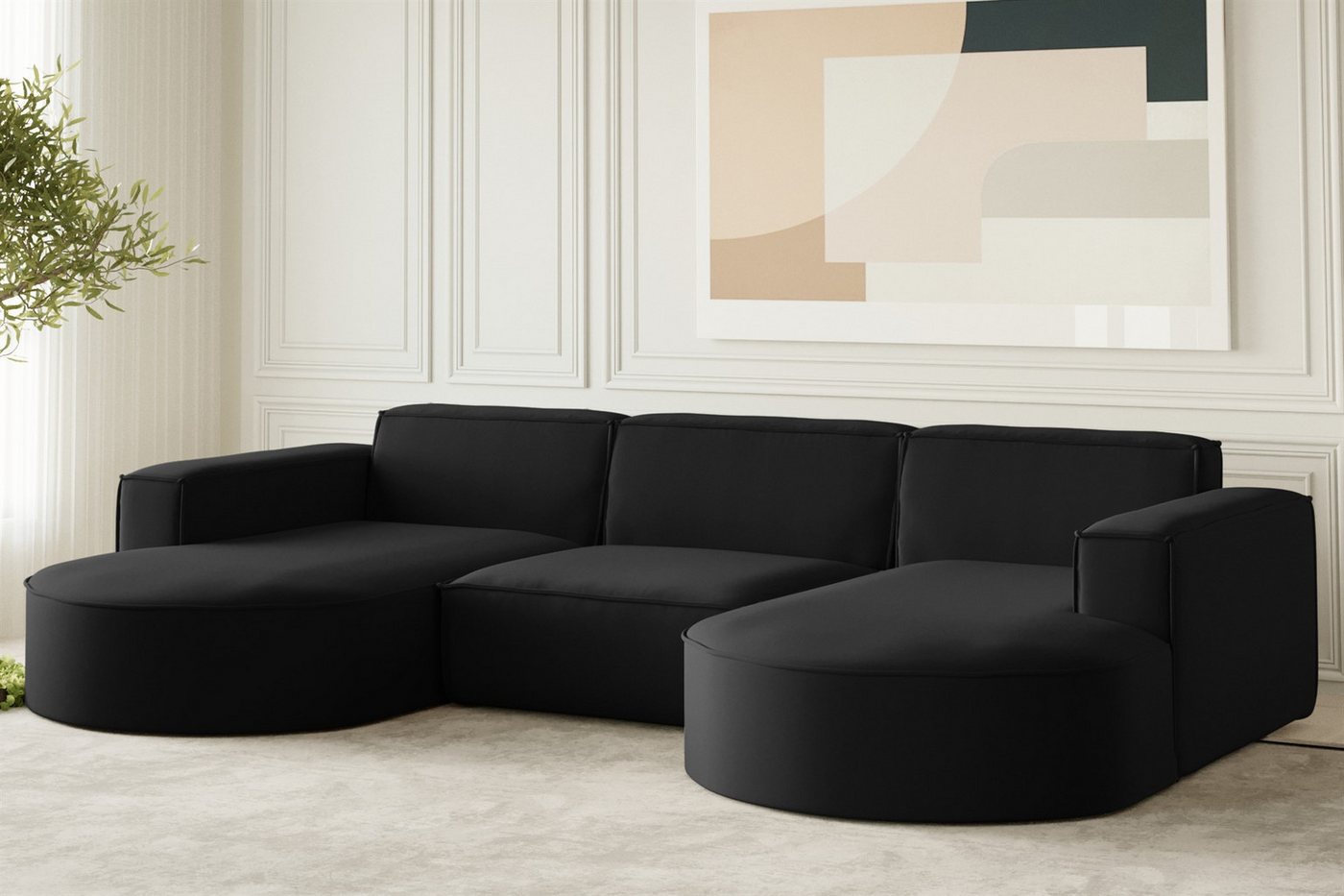 Fun Möbel Wohnlandschaft Wohnlandschaft U-Form Sofa PALMA in Stoff Opera Velvet oder Ascot, frei im Raum stellbar, Rundumbezug Fun Möbel Wohnlandschaft Wohnlandschaft U-Form Sofa PALMA in Stoff Opera Velvet oder Ascot, frei im Raum stellbar, Rundumbezug von Fun Möbel