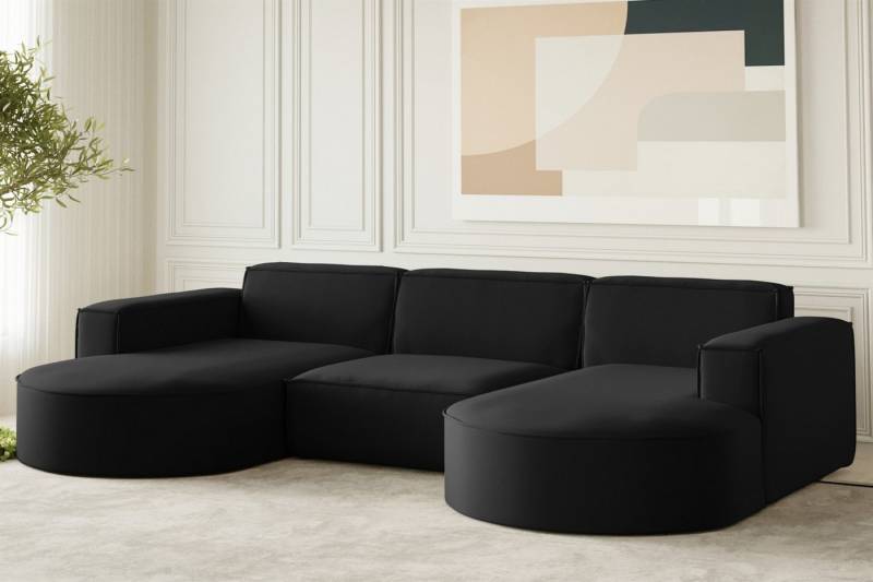 Fun Möbel Wohnlandschaft Wohnlandschaft U-Form Sofa PALMA in Stoff Opera Velvet oder Ascot, frei im Raum stellbar, Rundumbezug von Fun Möbel