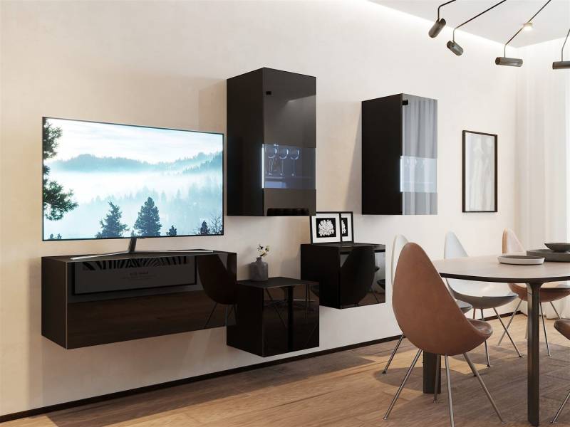Fun Möbel Wohnwand Mediawand - NEXI XL 28 mit Hochglanzfronten, (Set, 5-St), inkl. LED-Beleuchtung von Fun Möbel